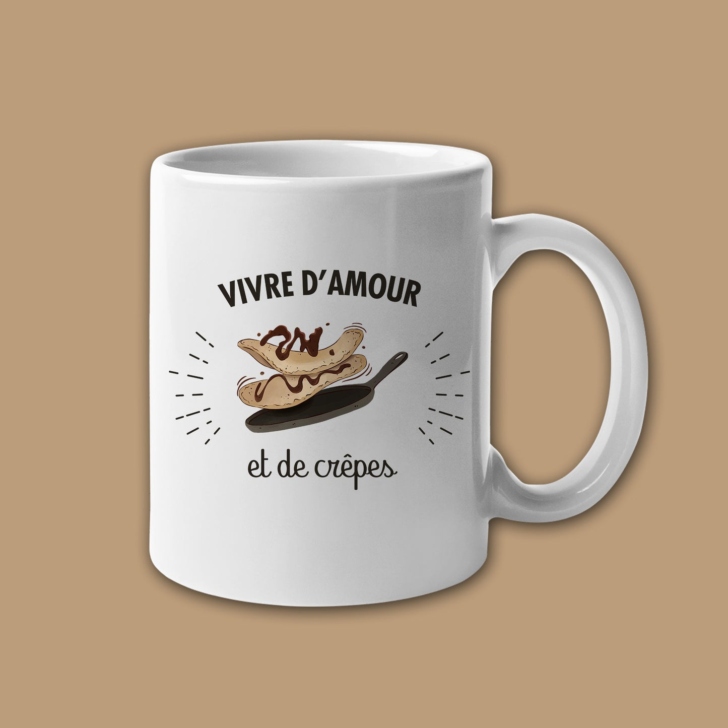 Mug céramique Vivre d'amour et de crêpes