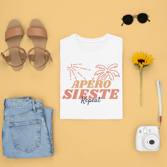 T-shirt femme Apéro sieste repeat
