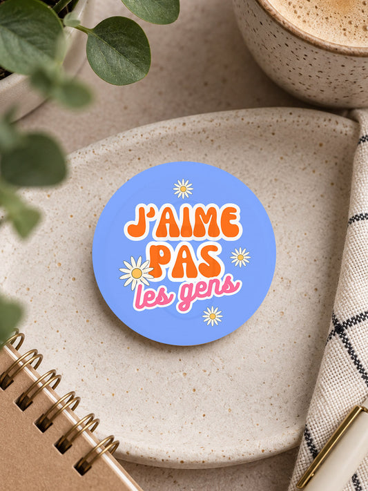 Badge J'aime pas les gens Encre et Créations