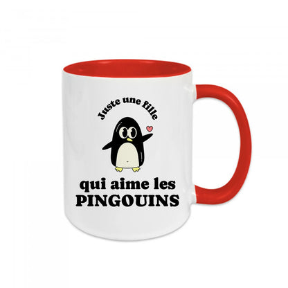 Mug céramique Juste une fille qui aime les pingouins Encre et Créations