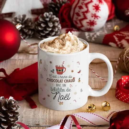 Mug céramique - C'est l'heure du chocolat chaud et avec un téléfilm de Noël Encre et Créations