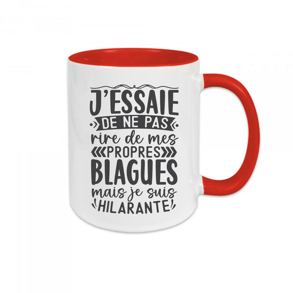 Mug céramique - J'essaie de ne pas rire à mes propres blagues Encre et Créations