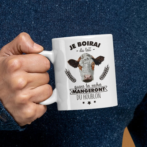 Mug céramique - Je boirai du lait quand les vaches mangeront du houblon