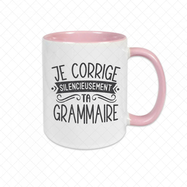 Mug céramique Je corrige silencieusement ta grammaire Encre et Créations