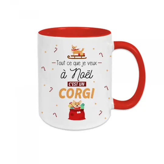 Mug céramique - Je veux un corgi à Noël Encre et Créations