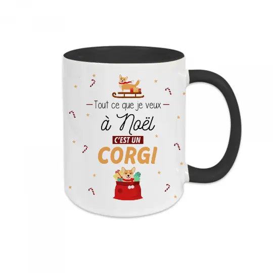 Mug céramique - Je veux un corgi à Noël Encre et Créations