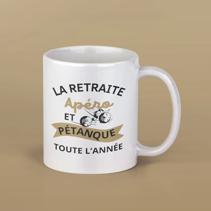 Mug céramique - La retraite apéro et pétanque toute l'année Encre et Créations