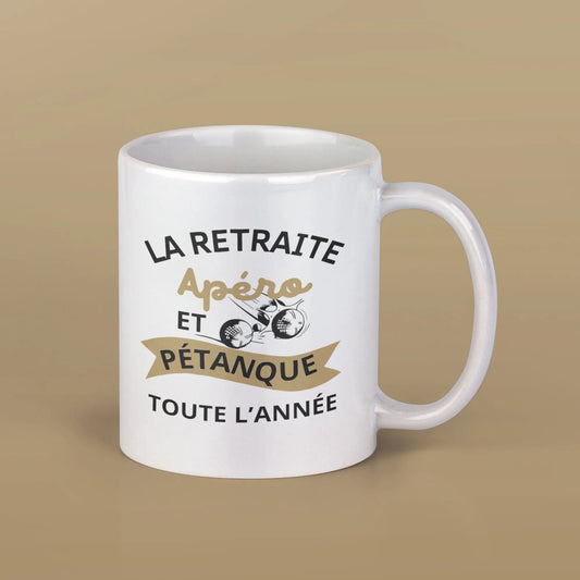 Mug céramique - La retraite apéro et pétanque toute l'année Encre et Créations