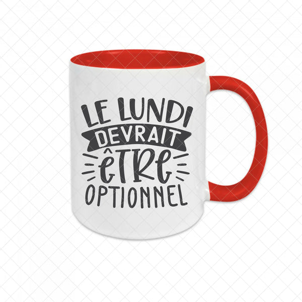 Mug céramique Le lundi devrait être optionnel Encre et Créations