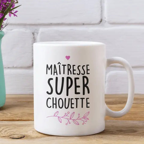 Mug céramique - Maîtresse super chouette