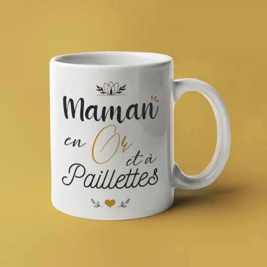 Mug céramique - Maman en or et à paillettes