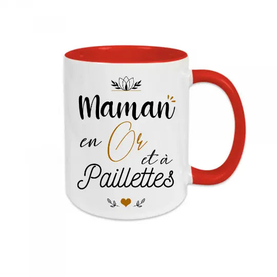 Mug céramique - Maman en or et à paillettes