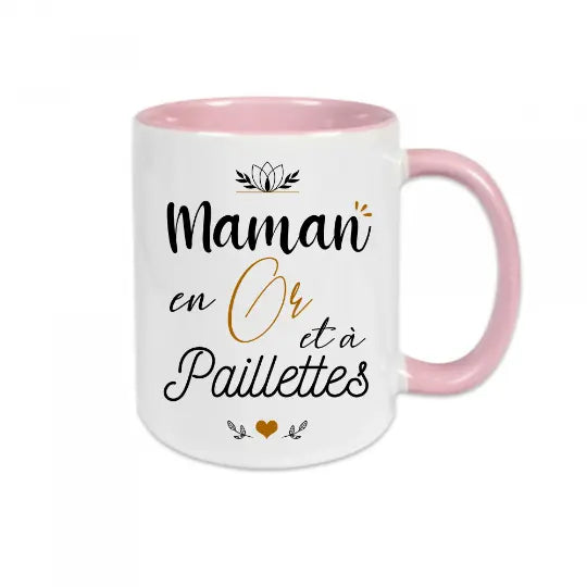 Mug céramique - Maman en or et à paillettes