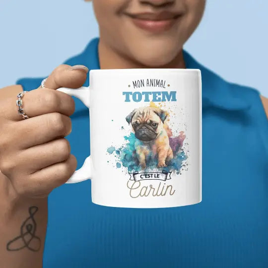 Mug céramique - Mon animal totem c'est le carlin