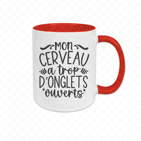 Mug céramique Mon cerveau a trop d'onglets ouverts Encre et Créations