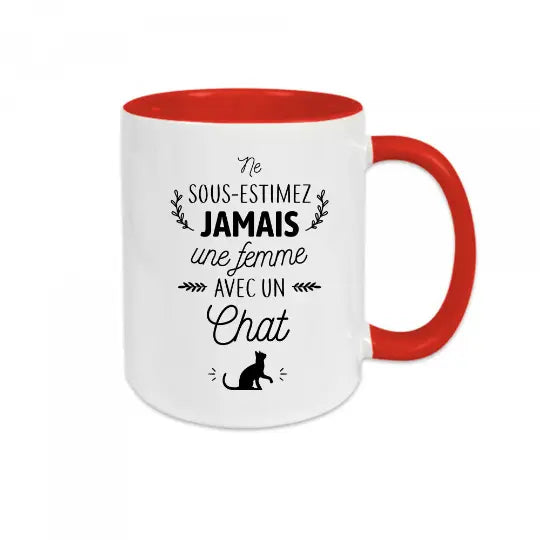 Mug céramique - Ne sous-estimez jamais une femme avec un chat