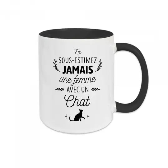 Mug céramique - Ne sous-estimez jamais une femme avec un chat