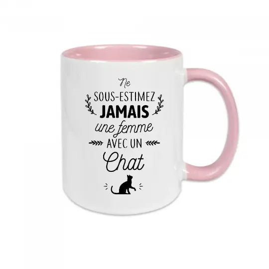 Mug céramique - Ne sous-estimez jamais une femme avec un chat