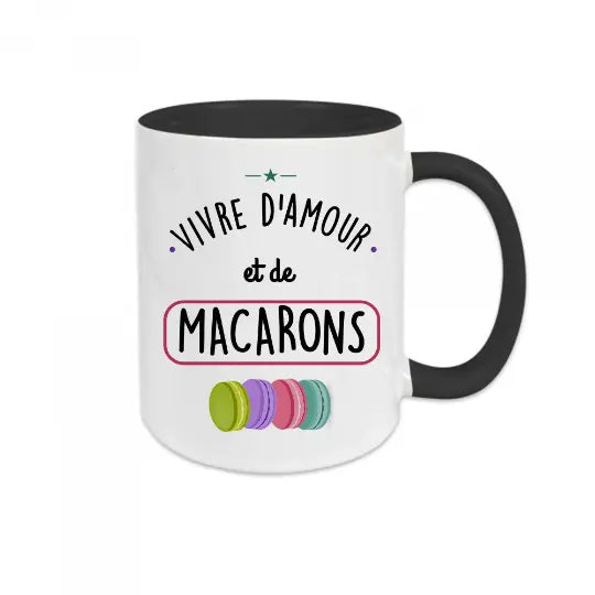 Mug céramique Vivre d'amour et de macarons