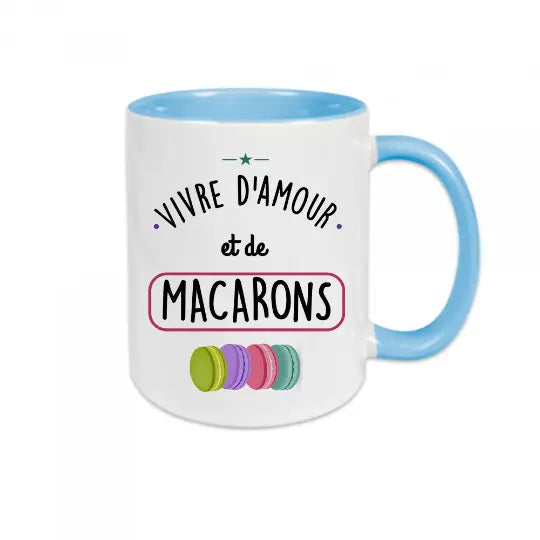 Mug céramique Vivre d'amour et de macarons