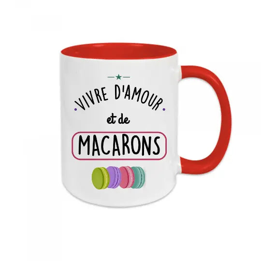 Mug céramique Vivre d'amour et de macarons