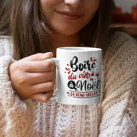 Mug céramique imprimé Boire du vin à Noël ça rend grelot Encre et Créations