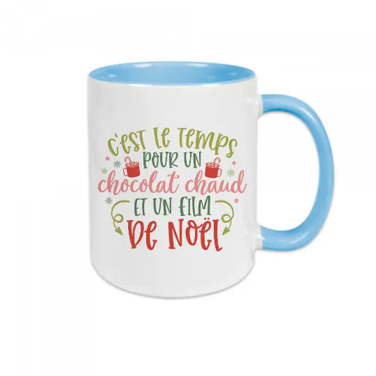 Mug céramique imprimé C'est le temps pour un chocolat chaud et un film de Noël Encre et Créations