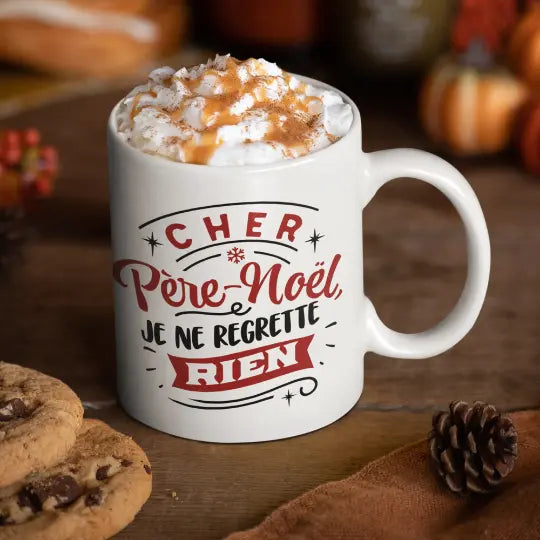 Mug céramique imprimé Cher Père-Noël je ne regrette rien Encre et Créations