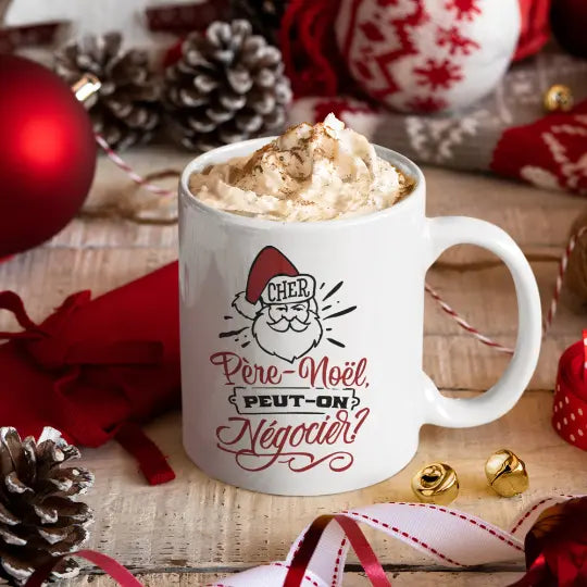 Mug céramique imprimé Cher Père-Noël peut-on négocier ? Encre et Créations