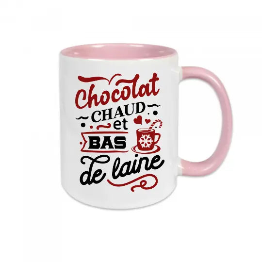 Mug céramique imprimé Chocolat chaud et bas de laine Encre et Créations