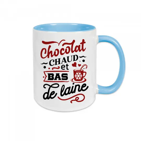 Mug céramique imprimé Chocolat chaud et bas de laine Encre et Créations