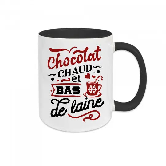 Mug céramique imprimé Chocolat chaud et bas de laine Encre et Créations