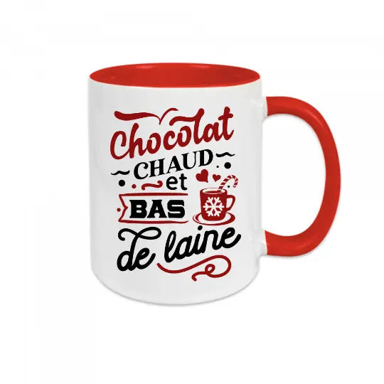 Mug céramique imprimé Chocolat chaud et bas de laine Encre et Créations