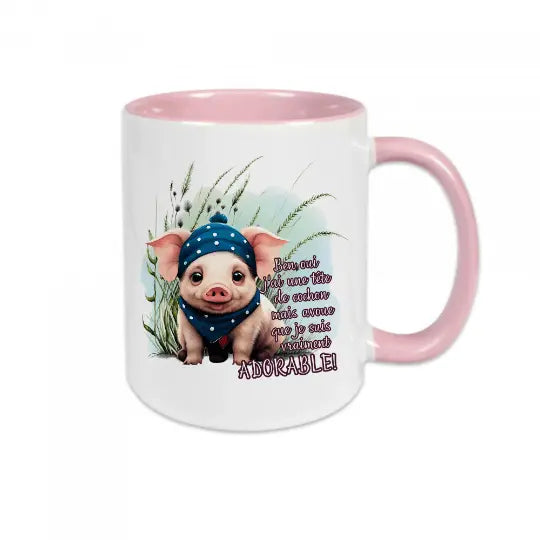 Mug céramique imprimé J'ai une tête de cochon mais avoue que je suis vraiment adorable