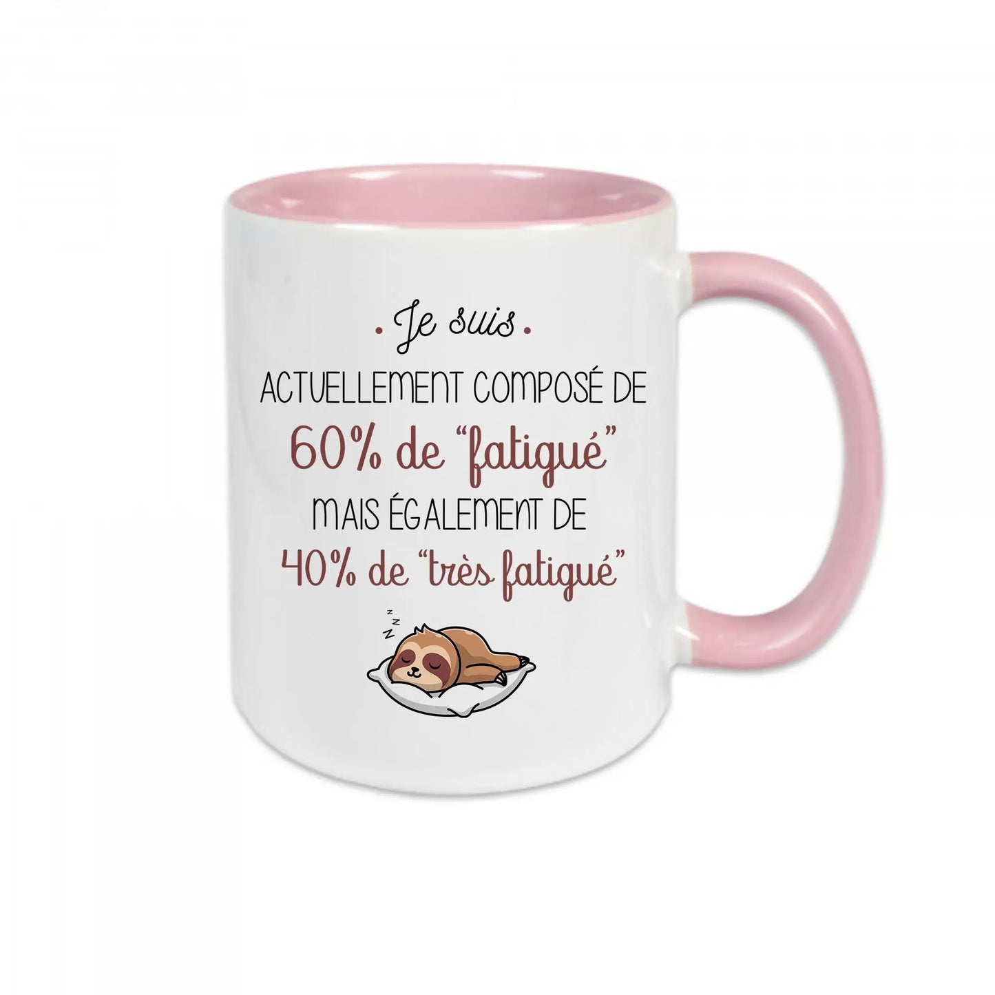 Mug céramique imprimé Je suis actuellement composé de 60% de "fatigué" Encre et Créations