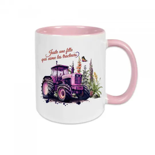 Mug céramique imprimé Juste une fille qui aime les tracteurs