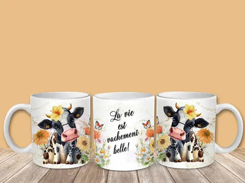 Mug céramique La vie est vachement belle