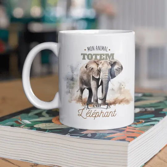 Mug céramique imprimé Mon animal totem c'est l'éléphant