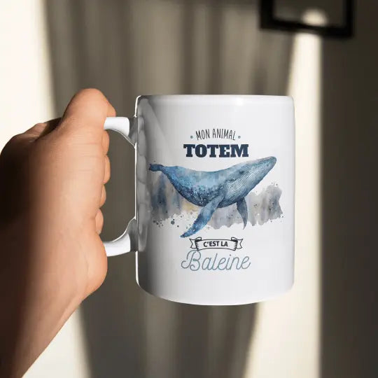 Mug céramique imprimé Mon animal totem c'est la baleine