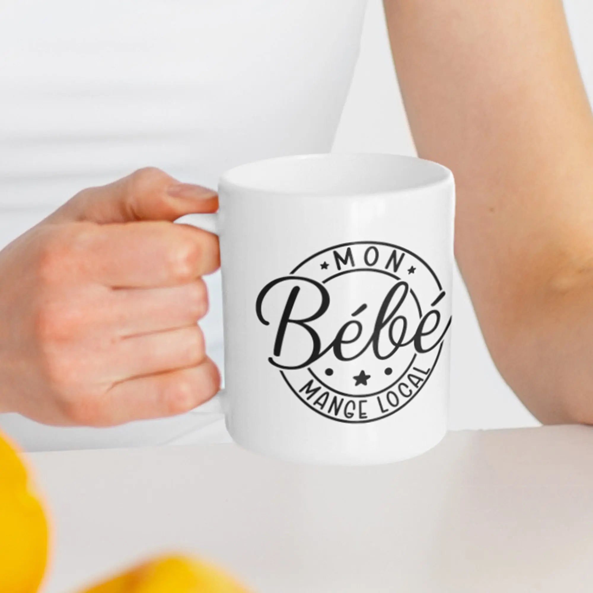 Mug céramique imprimé Mon bébé mange local