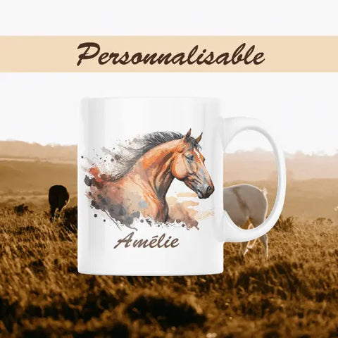 Mug céramique imprimé à personnaliser avec tête de cheval