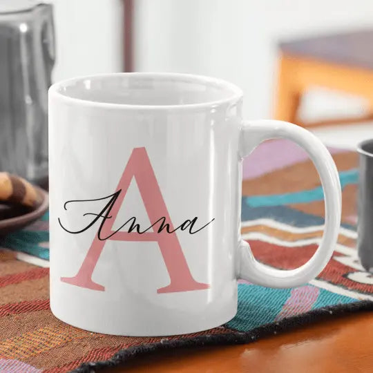 Mug céramique imprimé personnalisable avec lettre et prénom