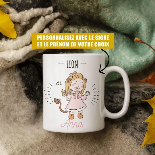 Mug céramique imprimé personnalisable, Signe Astrologique, avec signe et prénom de votre choix