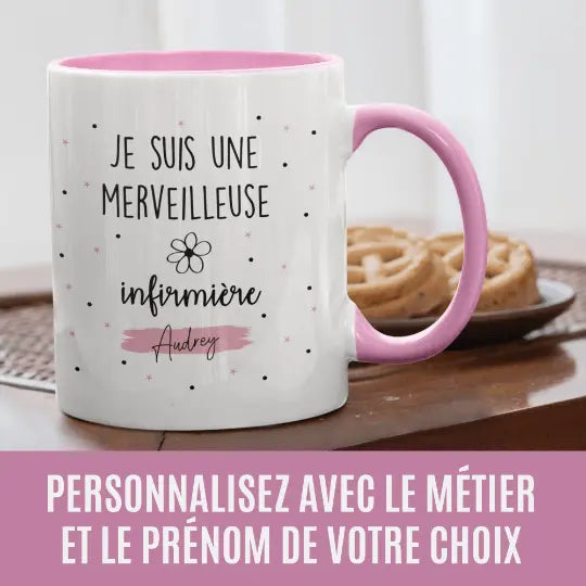 Mug céramique personnalisable Je suis merveilleuse, métier et prénom aux choix