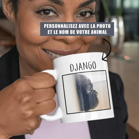 Mug céramique personnalisable photo et nom de votre animal de compagnie