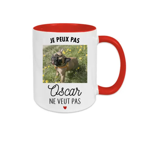 Mug céramique personnalisable, Je peux pas ( nom de l'animal ) ne veut pas, avec votre photo