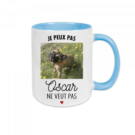 Mug céramique personnalisable, Je peux pas ( nom de l'animal ) ne veut pas, avec votre photo