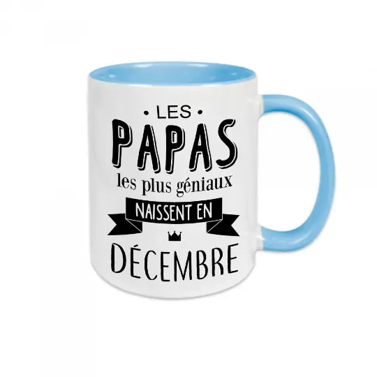 Mug céramique personnalisable, Les papas les plus géniaux naissent en..., personnalisez le mois de votre choix