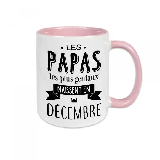 Mug céramique personnalisable, Les papas les plus géniaux naissent en..., personnalisez le mois de votre choix