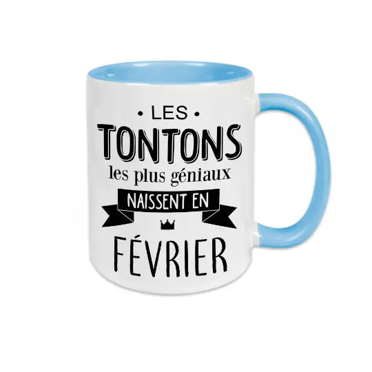 Mug céramique personnalisable, Les tontons les plus géniaux naissent en..., personnalisez le mois de votre choix